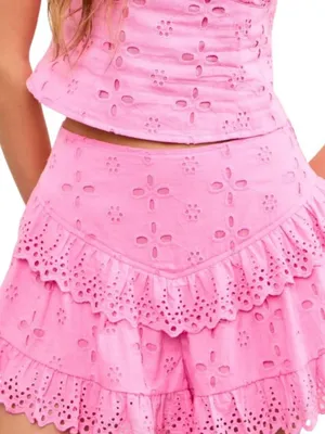 Mustard Seed Elenor Pink Ruffle Eyelet Skort Set Small EUC thumbnail 2