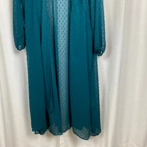 Torrid Teal Green Clip Dot Chiffon Kimono Sz.0 thumbnail 7