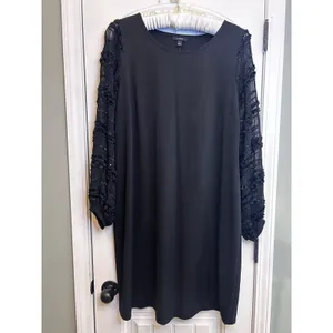 Alfani Women’s 2X Black Shimmer Sleeves Shift Dress NWT Plus Size Cocktail Dress thumbnail 12