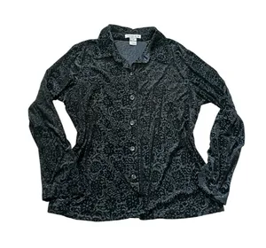Notations Black Velvet Burnout Blouse Whimsigoth Fairy Grunge Dark Romantic thumbnail 1