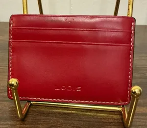 A Rare Lodis Red Leather Slim Card Holder ID Card Wallet thumbnail 1