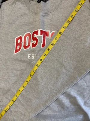 SHEIN Boston Est. 1997 Varsity Crewneck Sweatshirt Gray Red L thumbnail 6