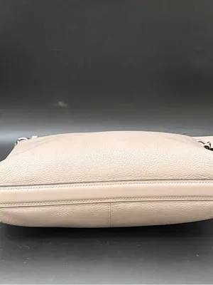 COACH F34823 Chalk Light Gray Pebbled Leather Mae File Crossbody Bag thumbnail 4