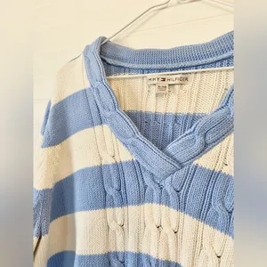 Vintage 90’s Y2K Tommy Hilfiger Striped Chunky Cable Knit Sweater thumbnail 2