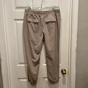 Nine West Womens Jogger Pants Large Taupe Tan Elastic Waist Drawstring Pockets thumbnail 4