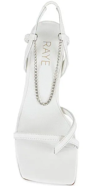 RAYE Margaret Chain Strap Square Heels in White Leather 8 New Womens Sandals thumbnail 1