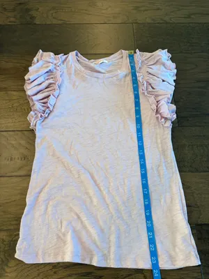 Goldie Lewinter Lilac Ruffle Sleeve Top Sz M thumbnail 8