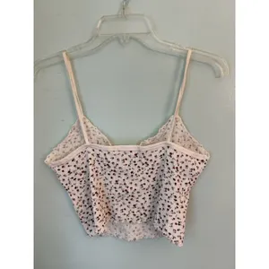 Vtg Express Tricot Floral‎ Babydoll Large Ribbed Cotton Tank Top Y2k Coquette thumbnail 4
