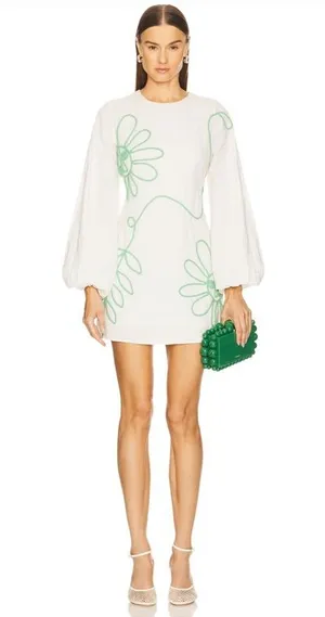 Luna Mini Dress in Ivory thumbnail 1