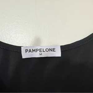 Pampelone Black Ruched Midi Dress Wrap Draped Spaghetti Strap Size M thumbnail 11