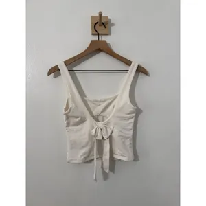 Edikted White Cropped Bow Tie Front Square Neck Knit Stretch Tank Top XS thumbnail 2