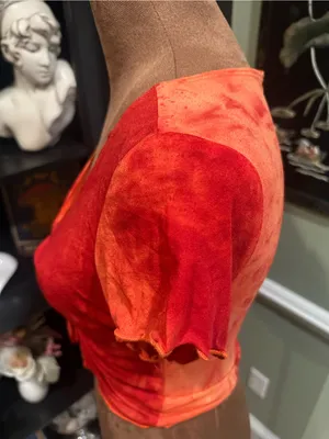 Evolution Fire Red & Orange Ruched Rave Top – Size Small thumbnail 9