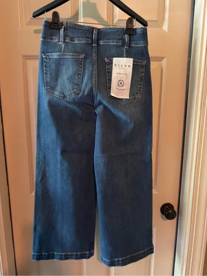 Risen Dark Blue High-Rise Wide Leg Jeans thumbnail 3