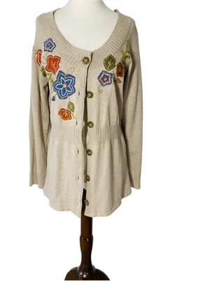 D&CO Embroidered Flowers & Leaves Cardigan thumbnail 5