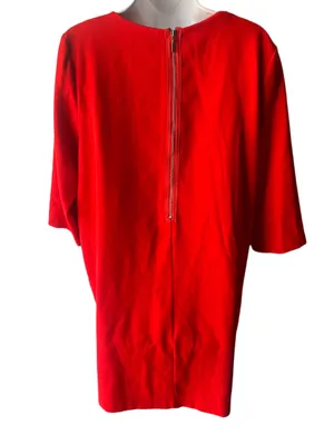 GAP Vibrant Red Shift Dress Elbow Sleeve Round Neck Classic Simple Style Size 14 thumbnail 2