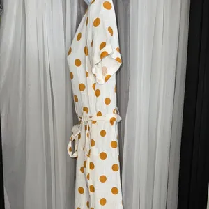 Monteau White and Yellow/ Orange Polka Dot Romper perfect for any summer day thumbnail 2