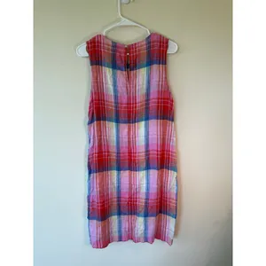 C&C California Sleeveless 100% Linen Plaid Mini Dress Pink Women's Size 6 Boho thumbnail 2