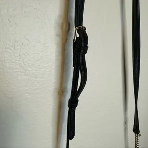 Black cross-body purse with gold detailing thumbnail 7