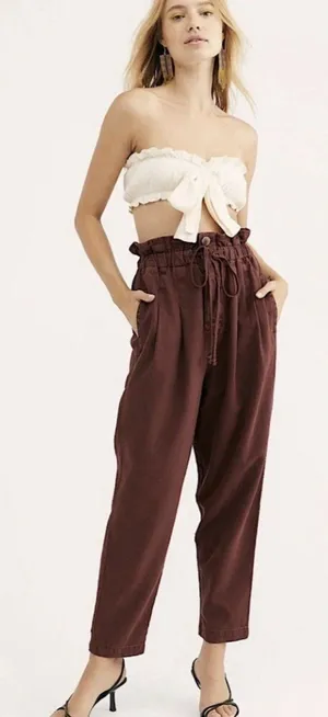 Women’s Free People Margate Pleated Trouser Pants Small Panther Rose NWT New thumbnail 1