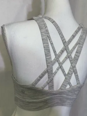 lululemon athletica Grey Striped Strappy Sports Bra thumbnail 5