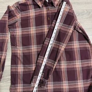 Carhartt 100% Heavy Coton Womens Burgundy Plaid‎ Flannel Henley Popover Size L thumbnail 12