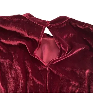 Reformation Dress Evora Velvet Long-Sleeve Keyhole Buttoned Mini‎ Chianti 12 NWT thumbnail 6