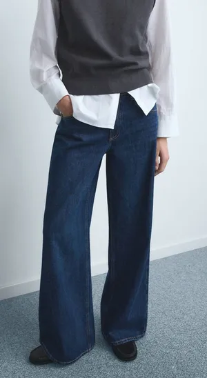 MNG Mango High Rise Wide Leg Jeans Womens US 4 100% Cotton thumbnail 1