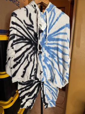 Style & Co Blue Black Tie Dye Waffle Knit Lounge Set XXL NWT Oversized Hoodie thumbnail 2
