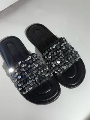 NWOT Free People Black Sequin Slide Sandals thumbnail 4