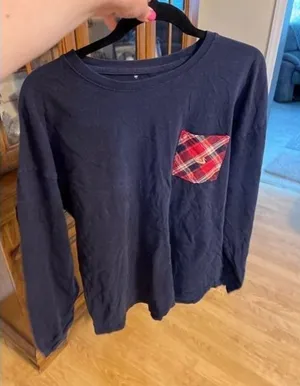 Southern Marsh Navy Blue‎ Long Sleeve Men's T Shirt Size Medium EUC thumbnail 1