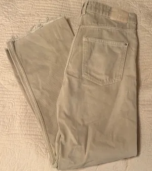 Zara Cream Jeans with Frayed Hem thumbnail 1