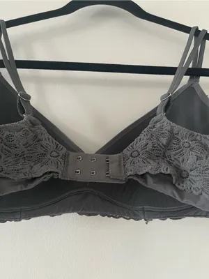 Aerie Real Sunnie Wireless Gray Bra 36D Lace Strappy thumbnail 5