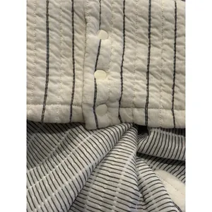 NWT Zara Boxy Oversized Striped Soft Quilted Long Sleeve Sweater M White Black thumbnail 7