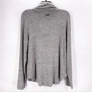 Lucky Brand Heather Grey Bonne Chance Hi-Low Ribbed Mock Cowl Neck Sweater thumbnail 2