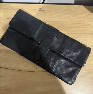 Lulu Townsend Evening Purse Bag Clutch Black Leather M thumbnail 1