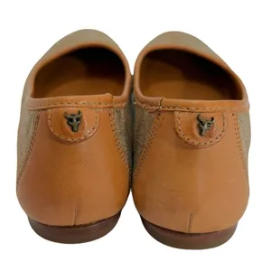 Trask Piper Gold Metallic Brush Off Natural Vachetta Leather Flats thumbnail 5