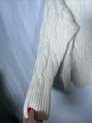 Reformation Womens Siro Wool Cableknit Sweater Turtleneck Ivory White Small thumbnail 3