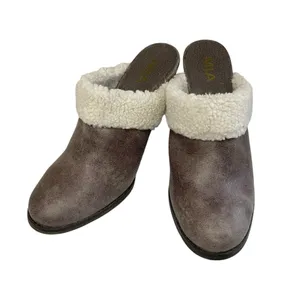 MIA Mitzy Sherpa-Lined Block Heel Mules in Gray/Taupe,‎ Size 9M thumbnail 2
