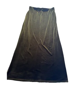 Max Studio Skirt Size L Green Velvet Skirt Elastic Waist Made In USA thumbnail 1