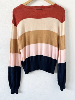 Birds of Paradis by Trovata Cashmere Blend Colorblock Striped Sweater thumbnail 8