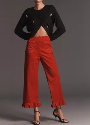 Anthropologie Maeve The Colette Crop Velvet Wide-Leg Pants:, Size 24 Tall thumbnail 3