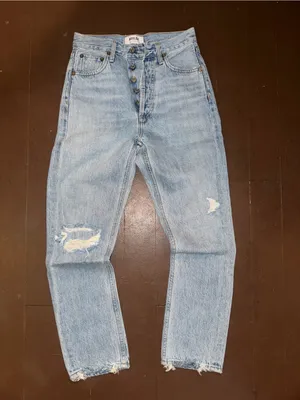 Agolde Light Blue Distressed Jeans thumbnail 2
