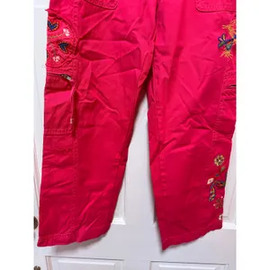 Vintage Johnny Was Embroidered Pink Wide Leg Pants Size Small thumbnail 3