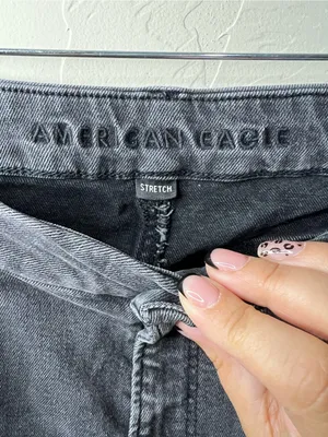 American Eagle Curvy Mom Washed Black High Rise Denim Jeans thumbnail 6