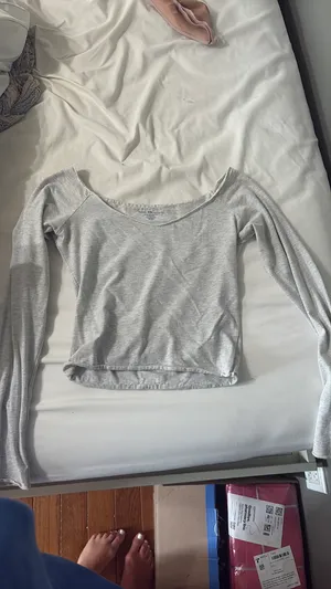 Grey Brandy Melville Off-The-Shoulder Top thumbnail 2
