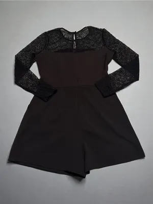 Garage Black Lace Long-Sleeve‎ Romper thumbnail 2
