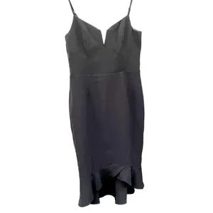 Bardot Kristen Peplum Cocktail Dress Black Spaghetti Strap Fit Flare Size 12 thumbnail 3