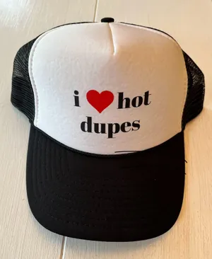 I ❤️ Hot Dupes Trucker Hat Black thumbnail 1