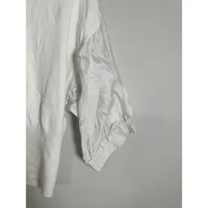 Club Monaco Womens White Mixed Media‎ Puff Sleeve Mock Neck Sweater Small S/P thumbnail 3