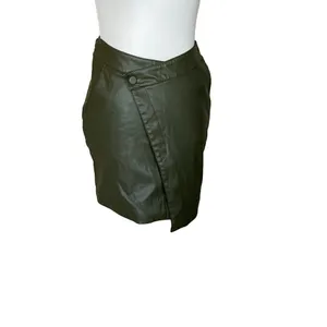 Nicholas Gabriella Mini Skirt in Green 2 Womens Faux Leather Vegan thumbnail 5